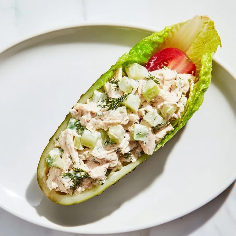 A close-up of a delightful pickle sandwich with chicken salad, perfect for a light lunch.