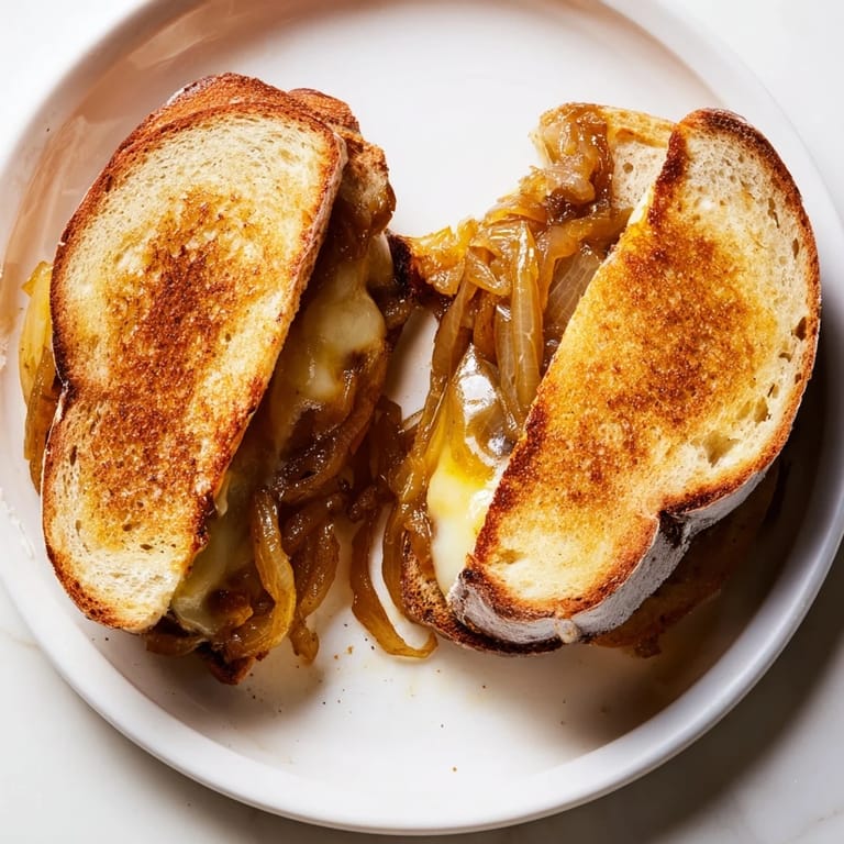 Buttery, crispy sourdough cradles the rich, sweet caramelized onions and Gruyère in grilled cheese.