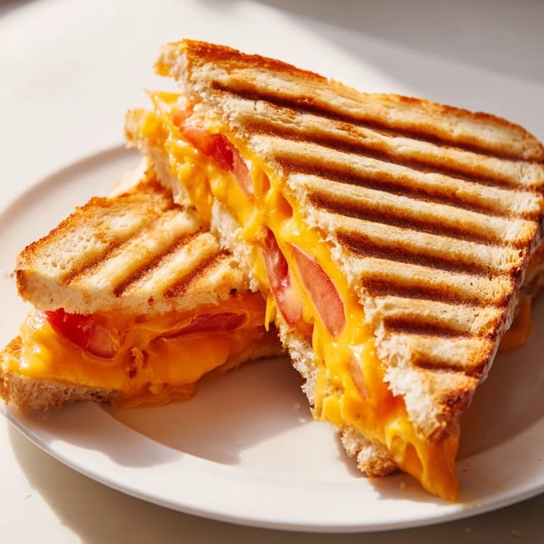 Close-up of a perfectly prepared Waffle Grilled Cheese, ready to be sliced and enjoyed.