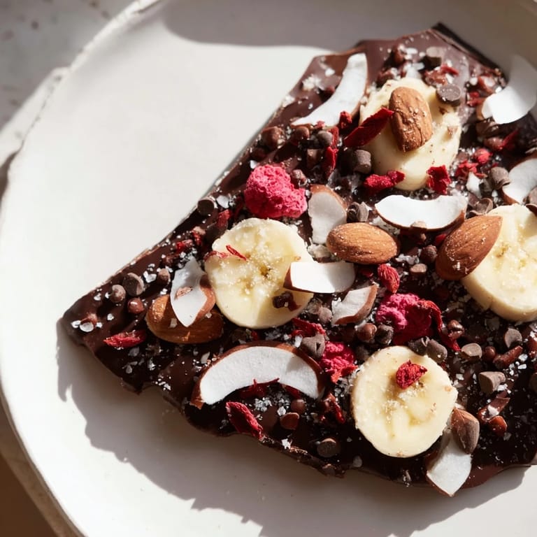 Homemade chocolate banana bark, perfect for an easy, gluten-free, and delicious dessert.