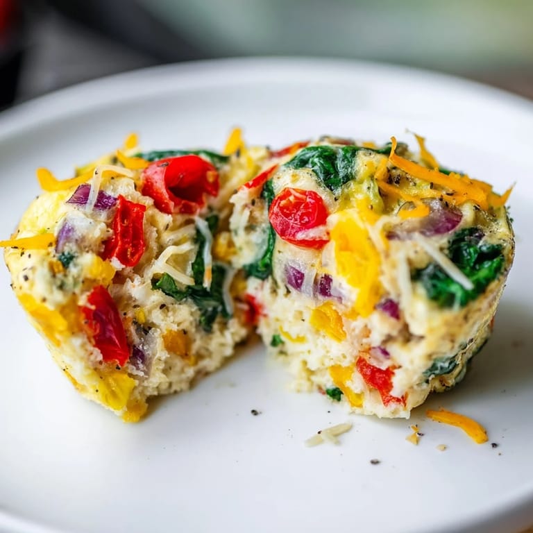These appetizing Customizable Egg Muffins showcase a variety of vegetables and cheese, ready to eat and enjoy.
