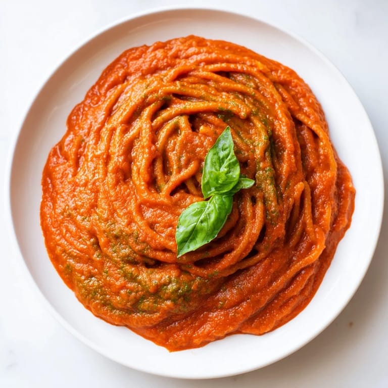 Smooth and creamy Hidden Veggie Tomato Pasta Sauce simmered for 20 minutes, ready for easy weeknight meals.