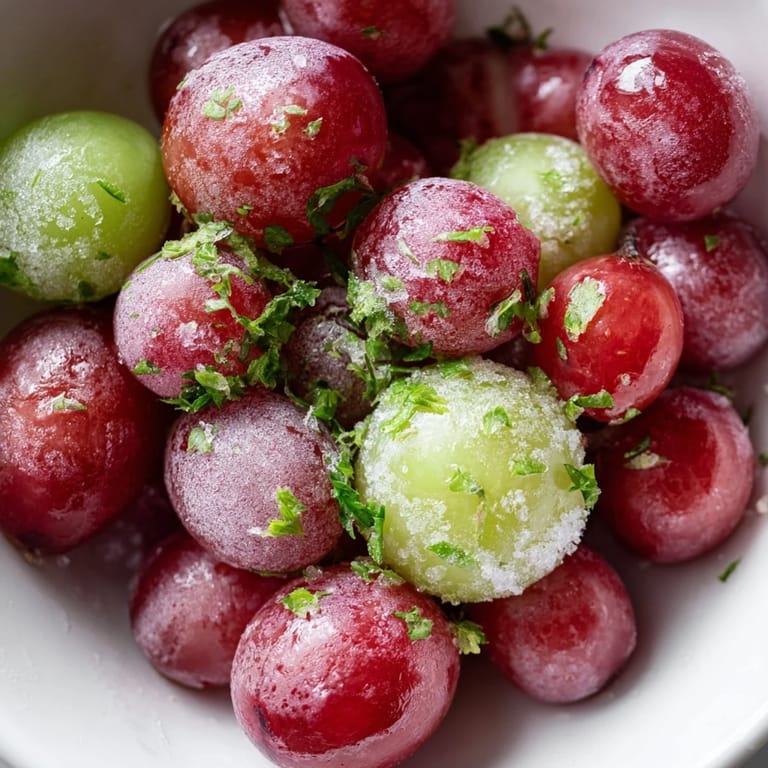Enjoy the sweet chill: freshly frozen grapes, a light, healthy spa treat, perfect for summer.