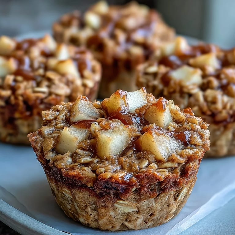 Muffin tin filled with freshly baked Vegan Apple Cinnamon Baked Oatmeal Cups, perfect for a quick breakfast.