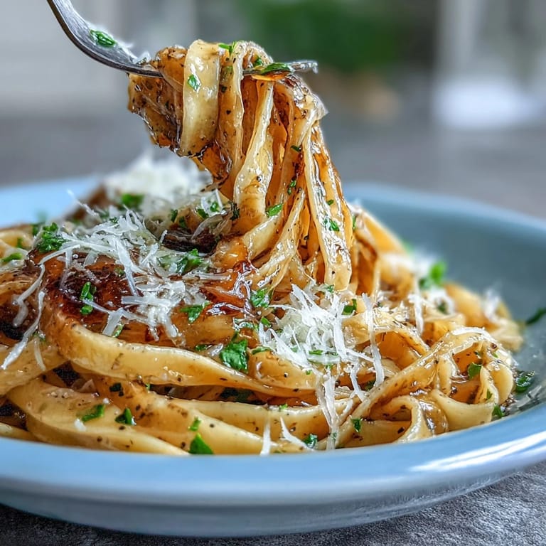 Elegant truffle-scented egg pasta coated in melted butter, finished with Parmesan and a drizzle of truffle oil.