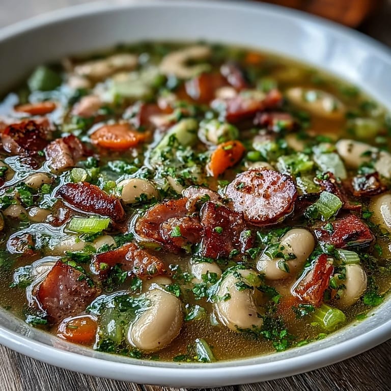 Warm and comforting Ham and Lima Bean Soup with diced vegetables and smoky ham simmering in a rich, flavorful broth.  