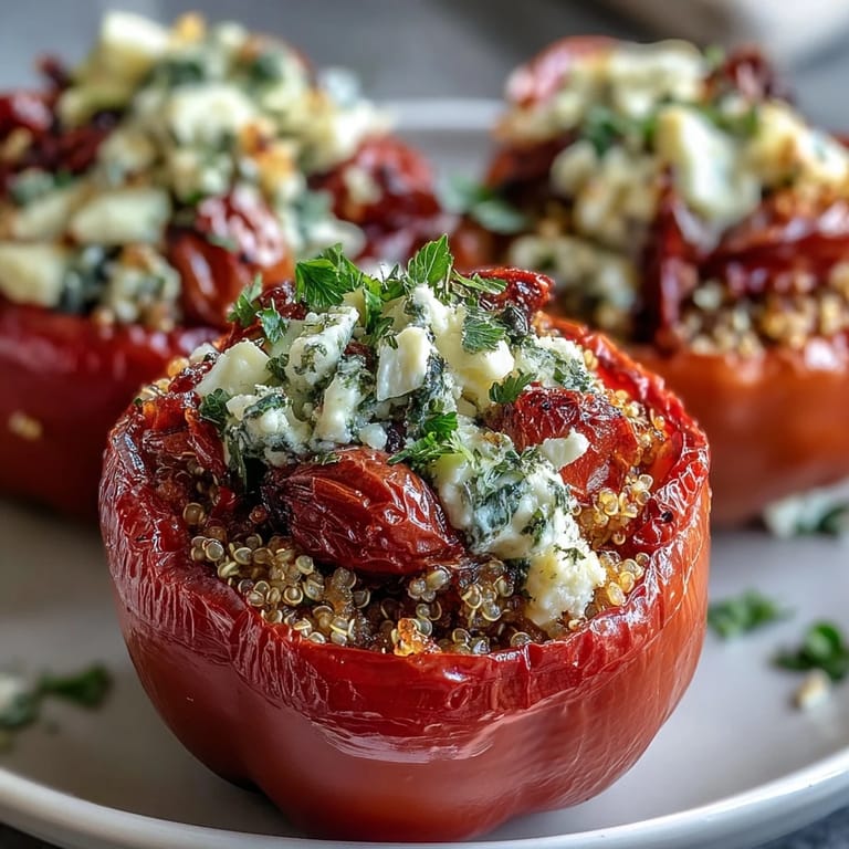 Wholesome quinoa and herb-stuffed bell peppers, a colorful vegetarian main dish perfect for spring.