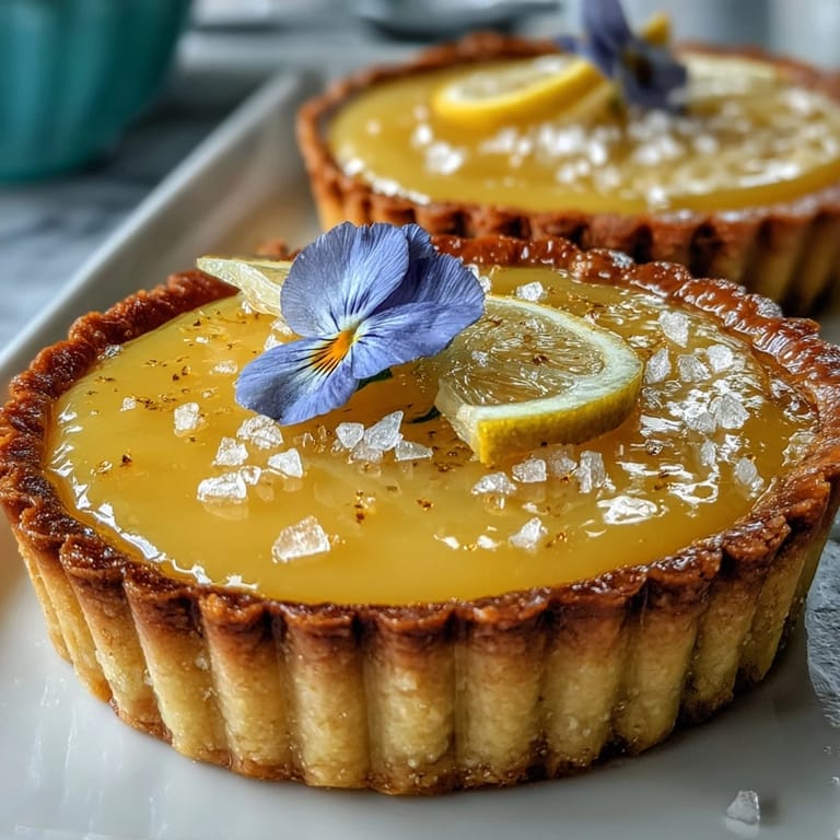 Elegant lemon tart with tangy filling and vibrant edible flowers, ideal for brunch.