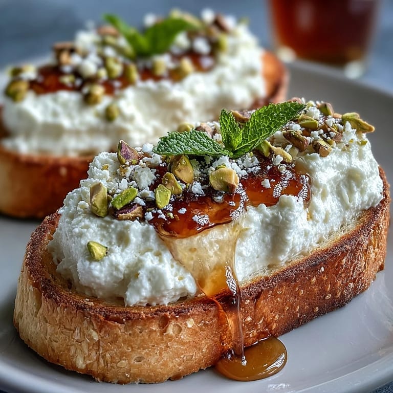 Easy whipped ricotta toast recipe, perfect for a quick, elegant afternoon snack.