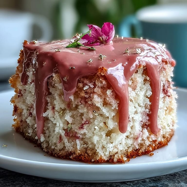 Luscious Rosé Velvet Cake with creamy frosting and shimmering gold accents perfect for parties.