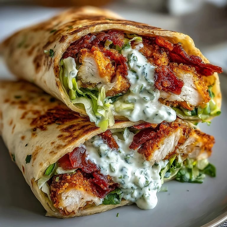 Tender breaded chicken Caesar wraps bursting with creamy dressing flavor.