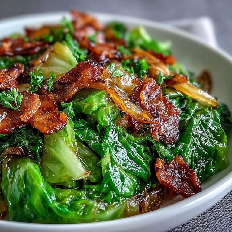 Golden fried cabbage and smoky bacon, a comforting comfort food classic.