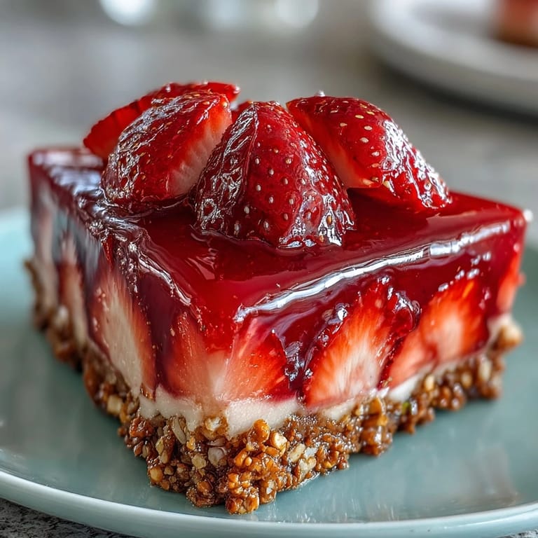 Perfectly chilled Strawberry Pretzel Jello Salad, ready for a delicious summer gathering.