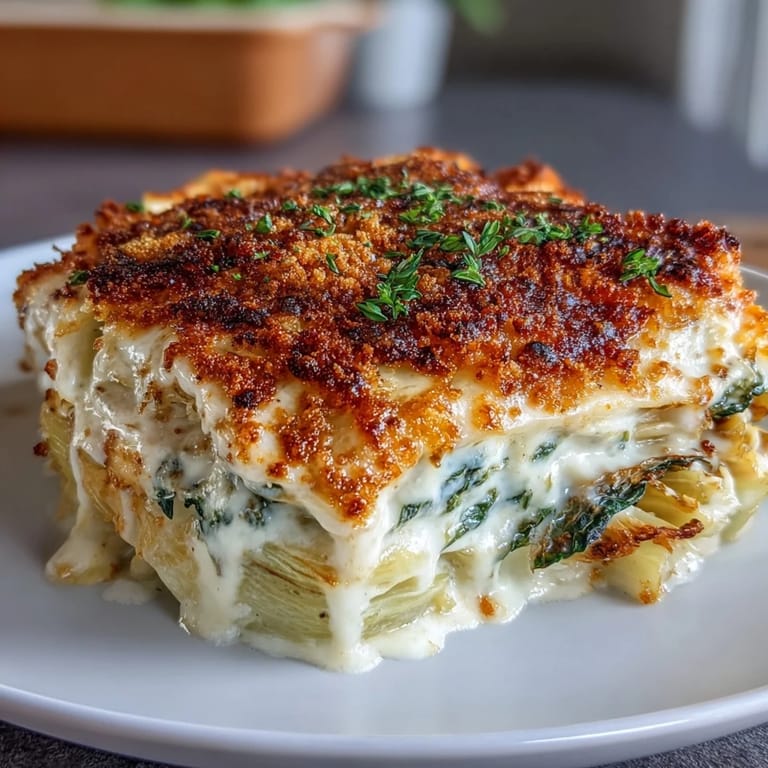 Savory Crispy Cabbage Alfredo Bake, featuring tender cabbage in creamy Alfredo sauce.