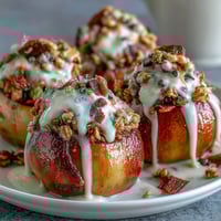 Candy Apple Slices with Peanut Butter Drizzle and Granola: Crisp apple slices drizzled with creamy peanut butter and topped with crunchy granola for a wholesome, fun snack perfect for parties or after-school treats.