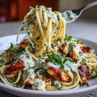 Creamy Pesto Pasta with Chicken dish, with vibrant green sauce and tender chicken.