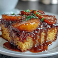 Golden caramelized peaches crown this warm Brown Sugar Peach Upside-Down Cake.