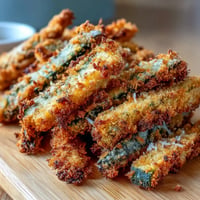 Golden, crispy Parmesan zucchini fries baked to perfection, ready for dipping.