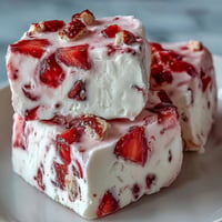 Strawberry Shortcake Frozen Yogurt Bark with swirls of fresh berries and cookie pieces.